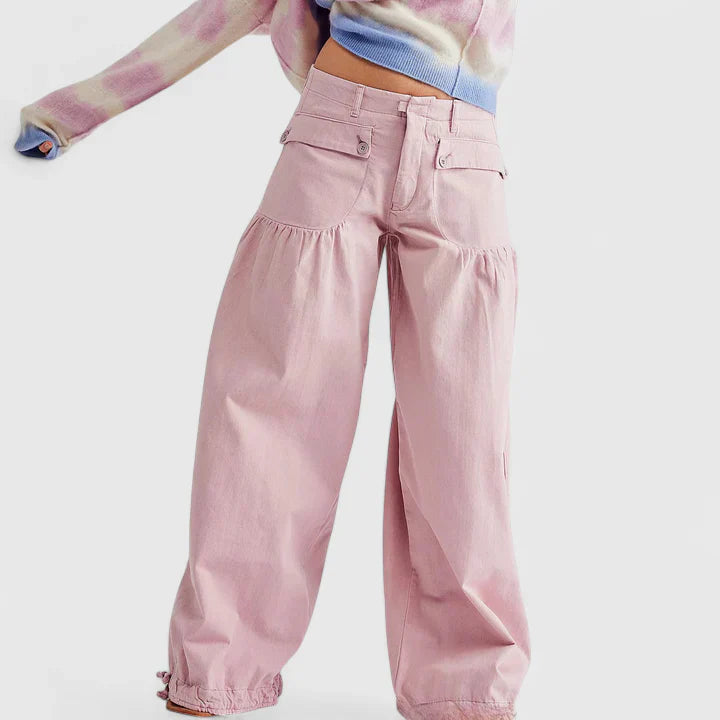 Edana | Denim Balloon Pants with Drawstring Cuffs