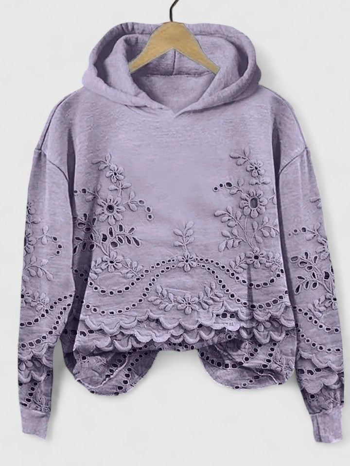 Lena | Floral Embroidered Eyelet Lace Hoodie