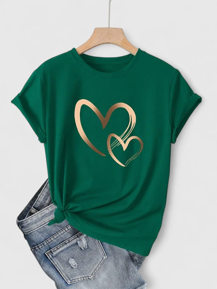 Onella | Heart Print Graphic Tee Short Sleeve