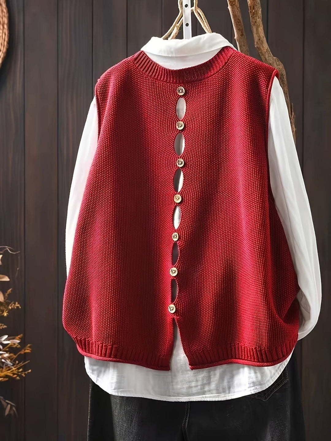 Iva | Knit Sweater Vest with Round Neck