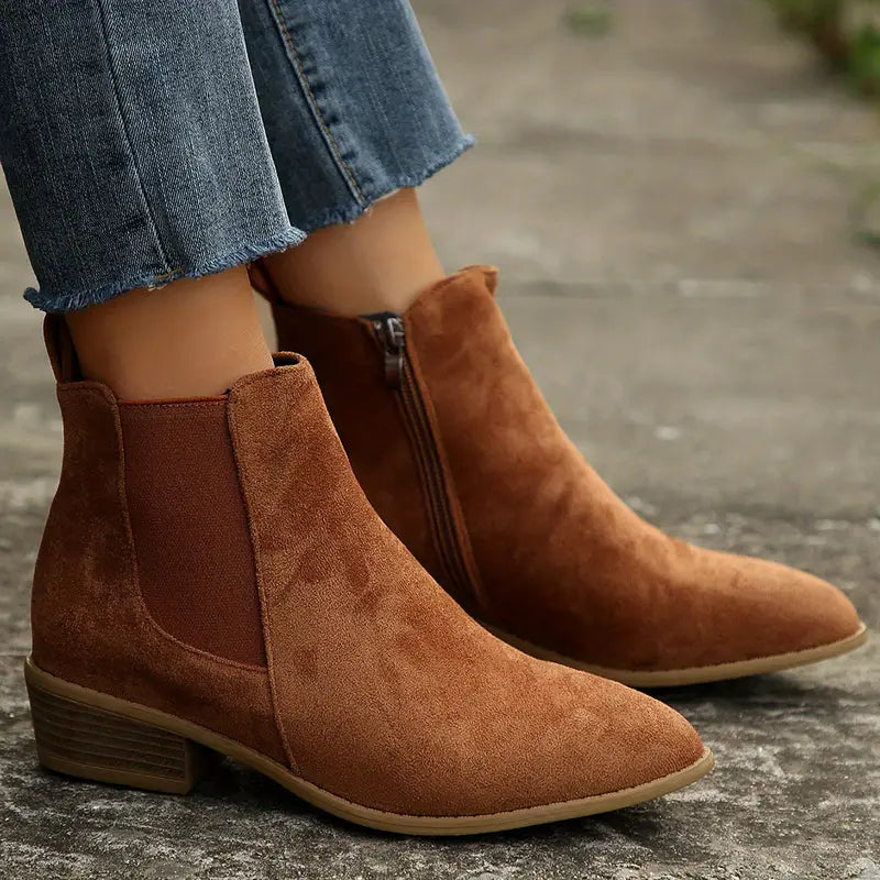 Oona | Suede Chelsea Boots with Block Heel