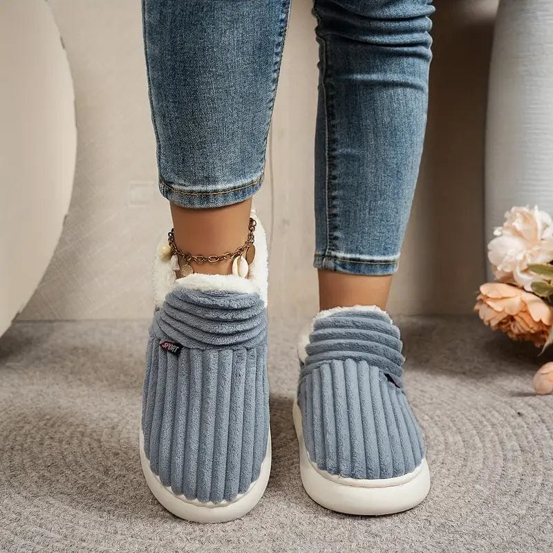 Amberly | Corduroy Faux Fur Slippers with Plush Lining