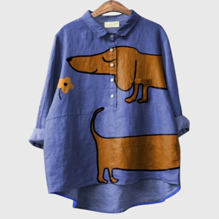 Adeline | Dog Print Blouse