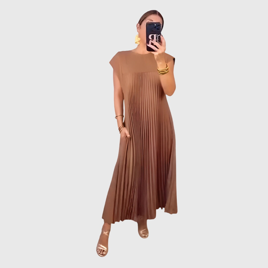 Delphine | Pleated Empire Waist Maxi Dress