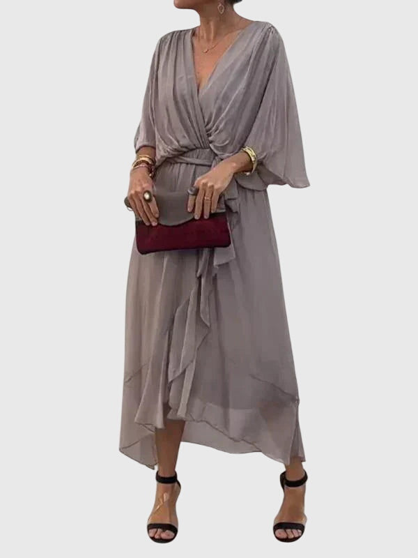 Celine | Flowy Empire Waist Dress with Belt