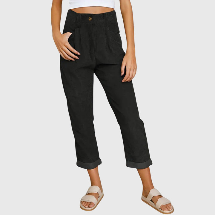 Ziva | High-Waisted Corduroy Pants with Pockets