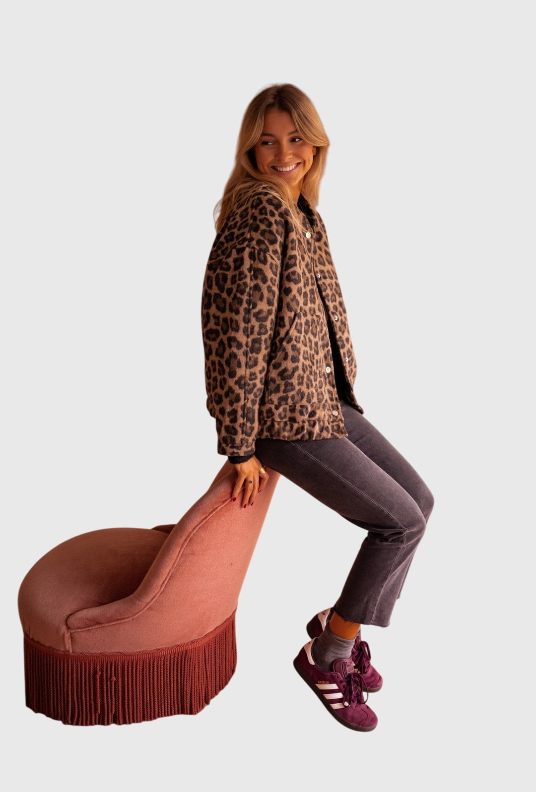 Hope | Brown Leopard Print Coat with Buttons