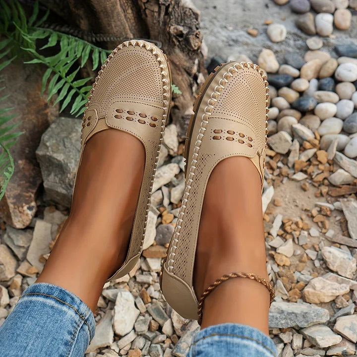 Mora | Perforated Slip-On Round Toe Flats