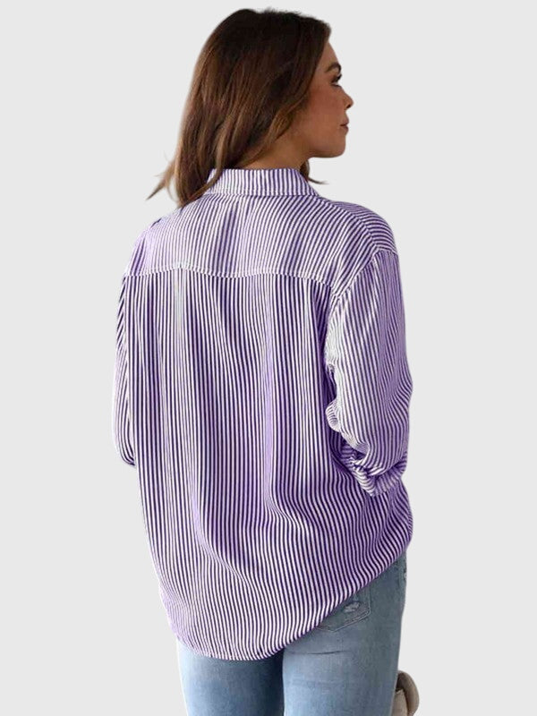 Irene | Striped Button Up Shirt with Collar