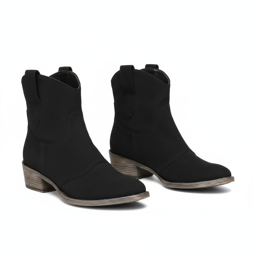 Christiana | Solid Western Ankle Boots with Block Heel