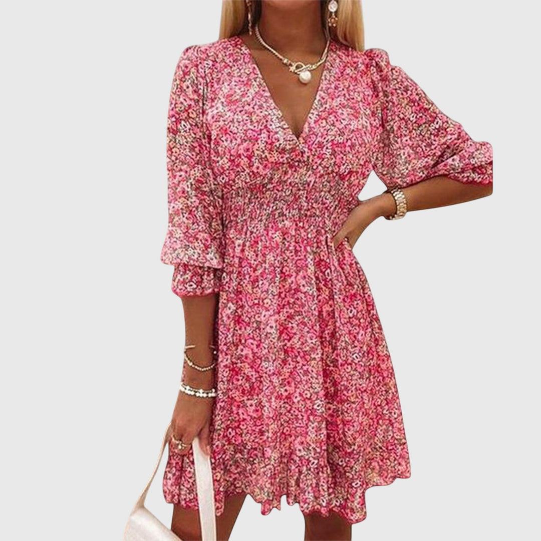 Elena | Floral Puff Sleeve Mini Dress