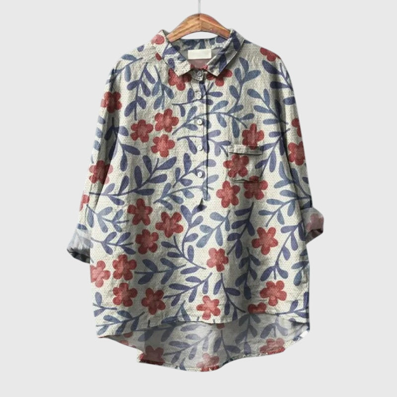 Tori | Floral Print Blouse with Button Front