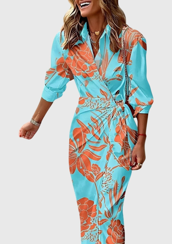 Mallory | Printed Wrap Midi Dress