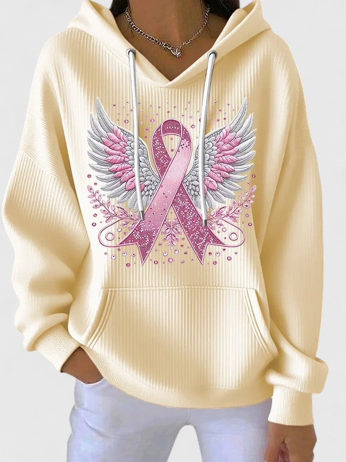 Ilse | Ribbon Wings Print Hoodie Sweatshirt