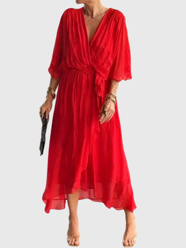 Celine | Flowy Empire Waist Dress with Belt