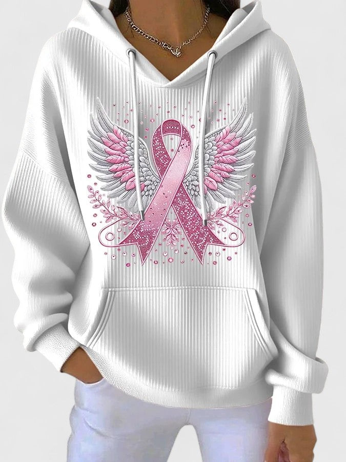 Ilse | Ribbon Wings Print Hoodie Sweatshirt