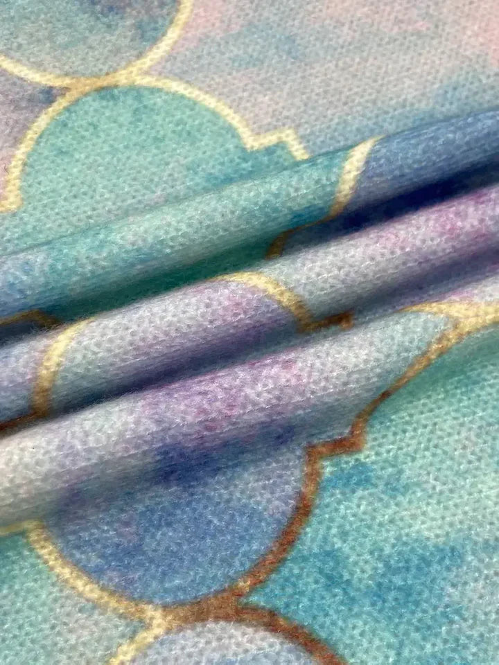 Jonquil | Blue Geometric Print Turtleneck Sweater