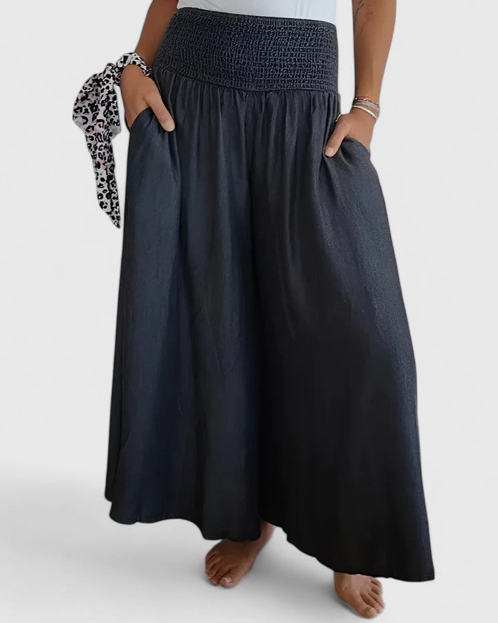Erin | Smocked Waist Wide Leg Palazzo Pants