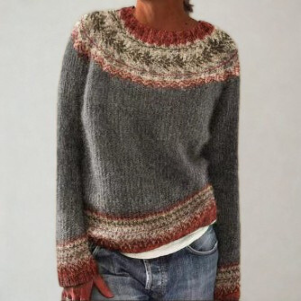 Gia | Fair Isle Sweater with Geometric Knit Pattern
