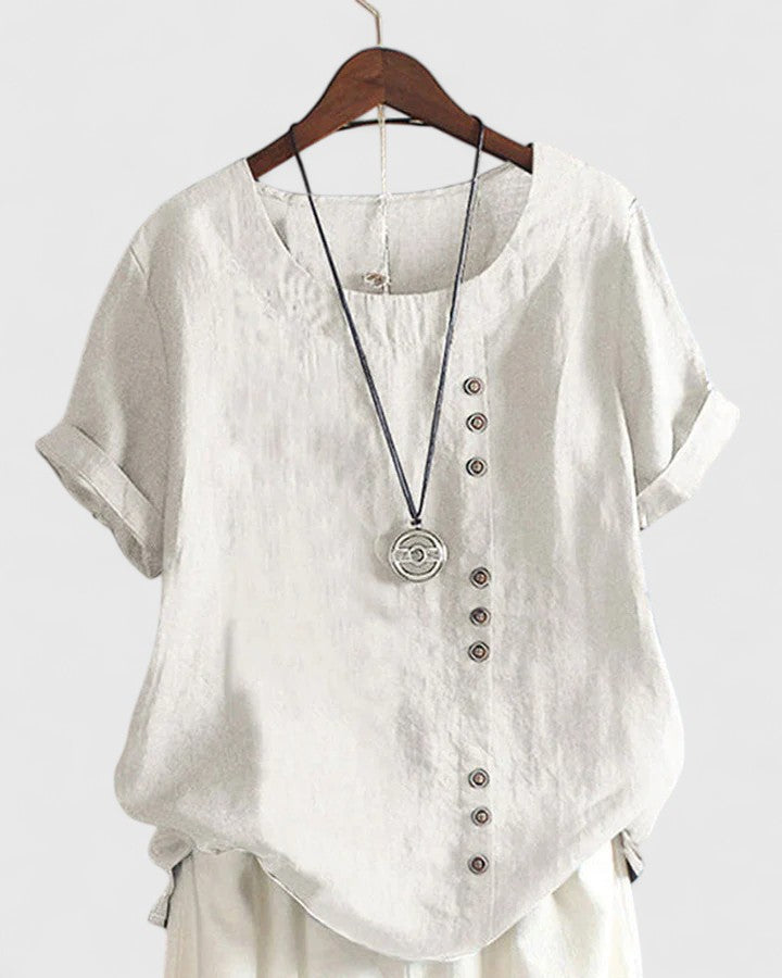 Gladys | Short Sleeve Button Blouse