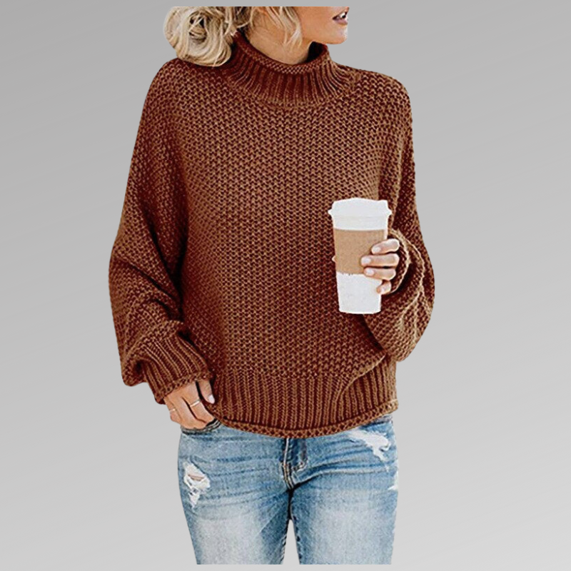 Remedios | Chunky Knit Turtleneck Sweater with Batwing Sleeves