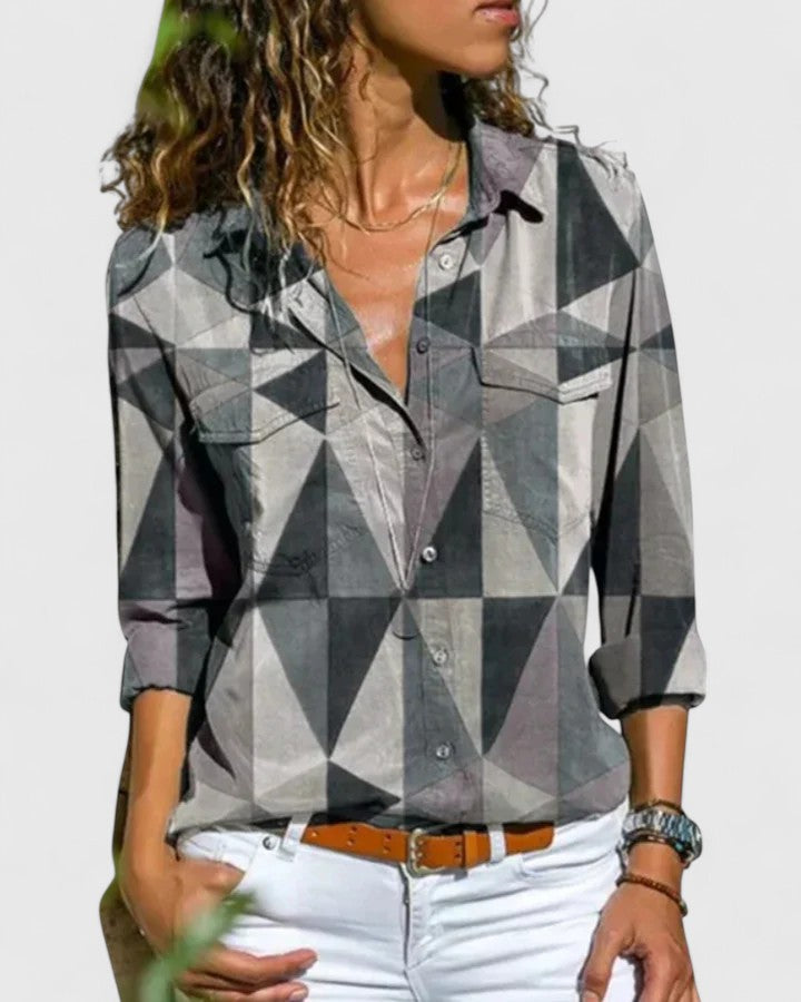 Lilia | Striped Button Up Shirt with Pockets