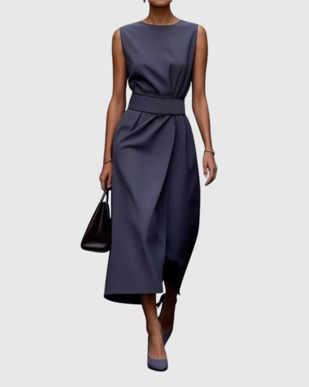 Maelys | Sleeveless Midi Dress with Belted Waist