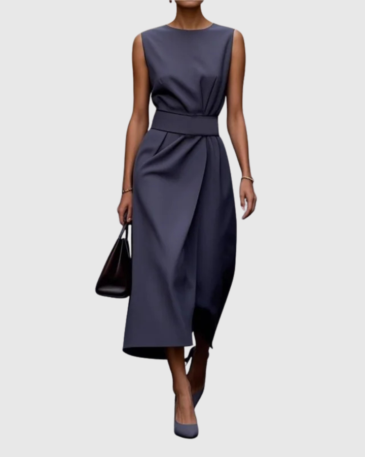 Maelys | Sleeveless Midi Dress with Belted Waist
