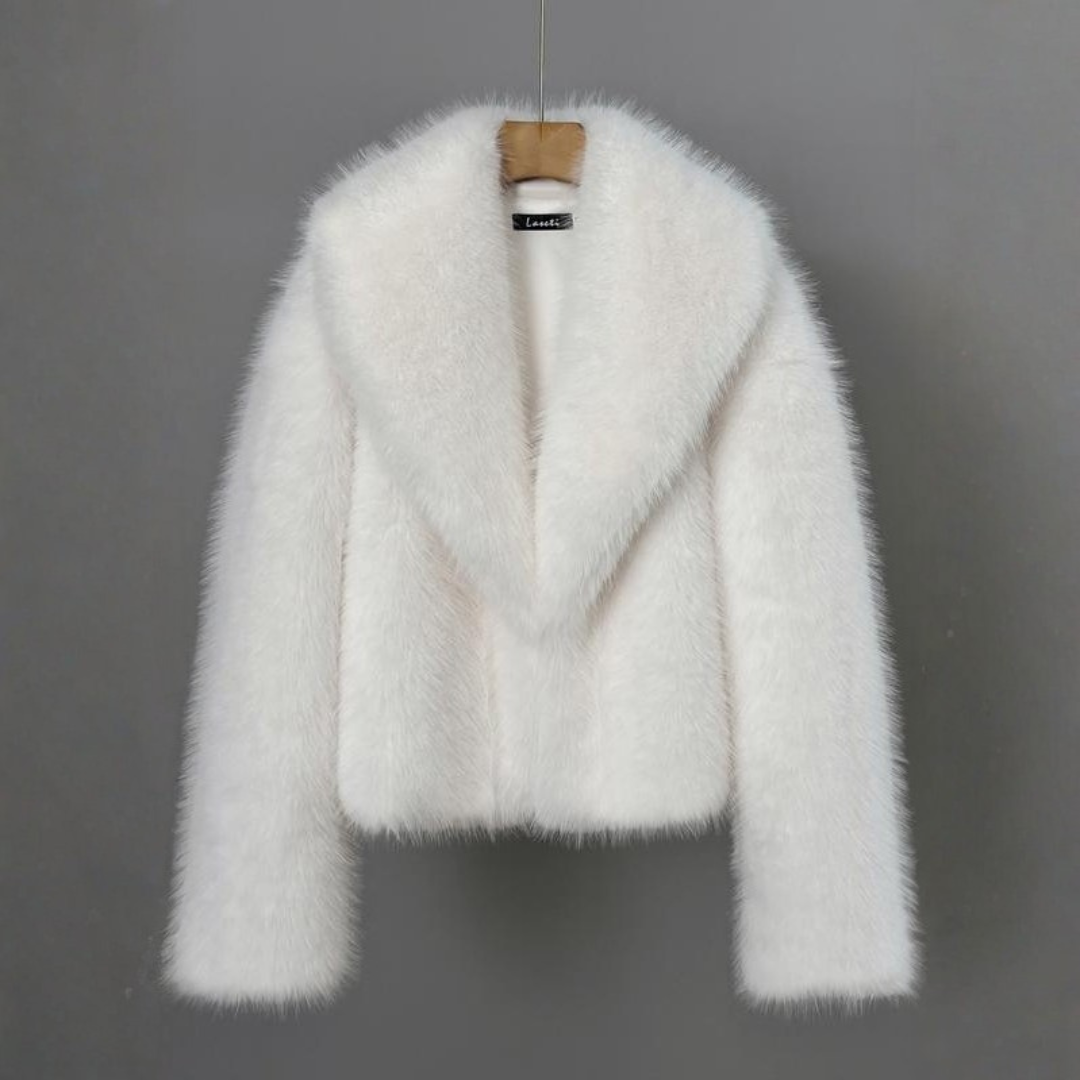 Leta | Cropped Faux Fur Coat with Collar