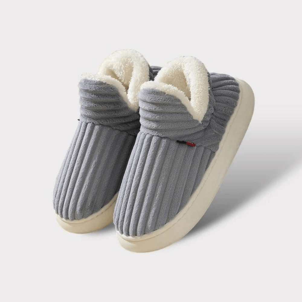 Amberly | Corduroy Faux Fur Slippers with Plush Lining