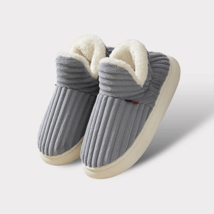 Amberly | Corduroy Faux Fur Slippers with Plush Lining