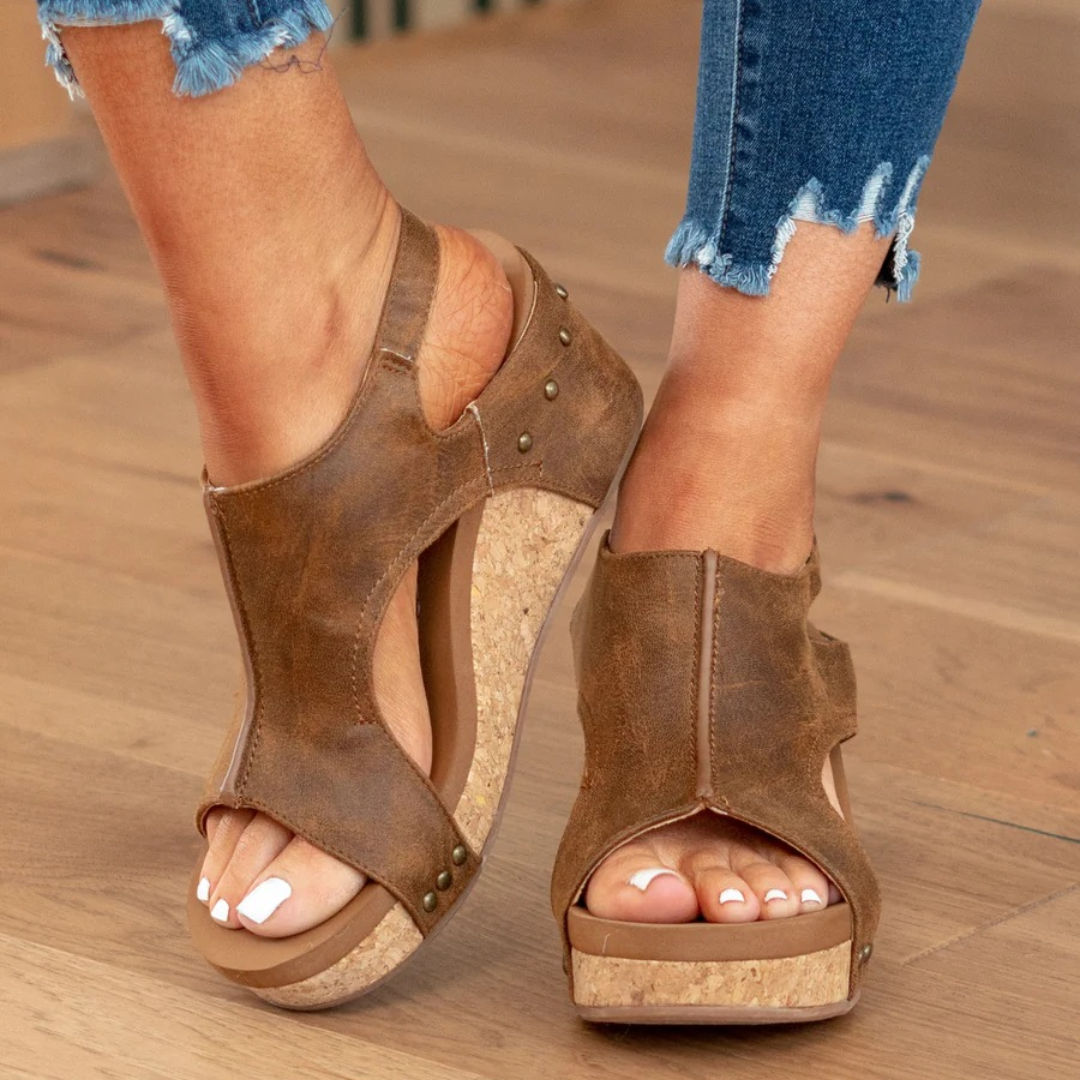Valeria | Open Toe Wedge Slingbacks