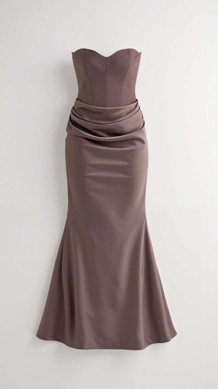 Lyra | Strapless Satin Corset Maxi Dress