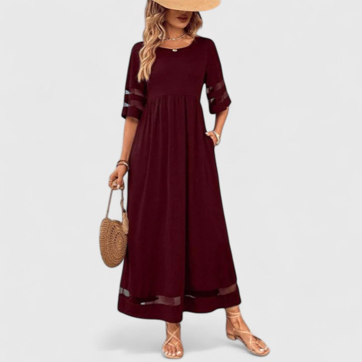 Marlowe | Empire Waist Maxi Dress with Mesh Sleeves