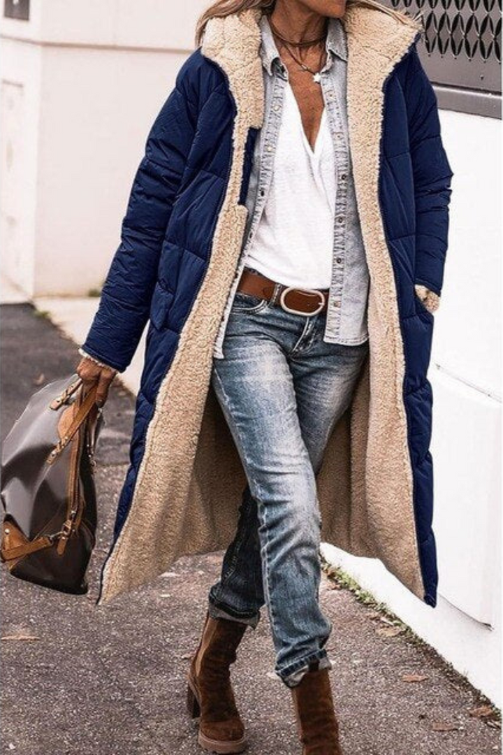 Nadine | Reversible Sherpa Lined Long Puffer Coat