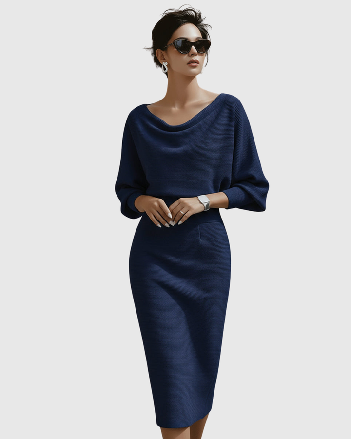 Daniela | Draped Batwing Midi Dress