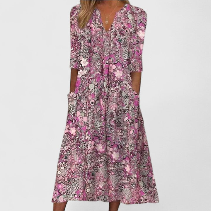 Susanna | Floral Print Midi Dress with Pockets