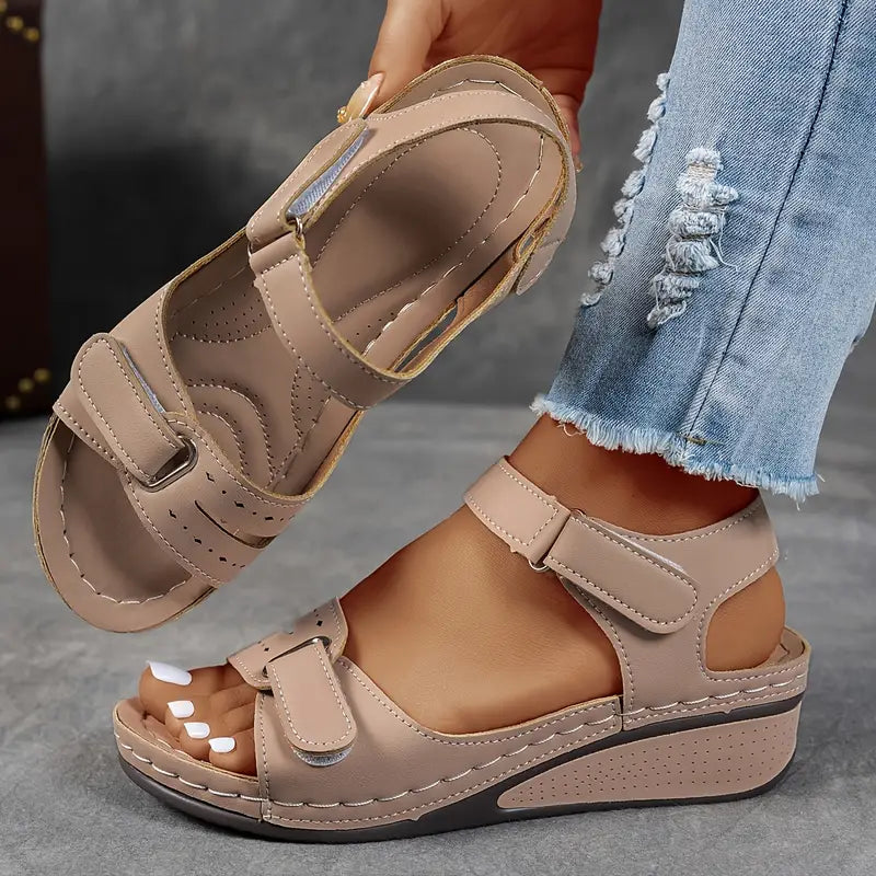 Rhoda | Wedge Sandals with Velcro Straps
