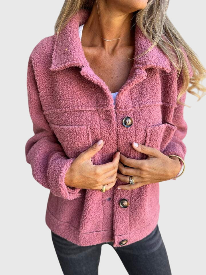 Calliope | Button-Up Sherpa Jacket with Pockets