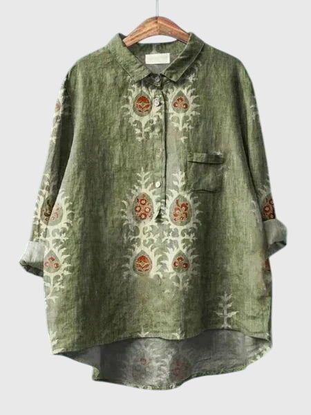 Winona | Floral Print Collared Button-Up Blouse