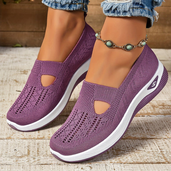 Juana | Knit Slip-On Wedge Sneakers with Cutouts