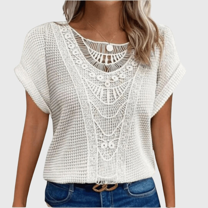 Verdi | Crochet Lace Detail Blouse Short Sleeve