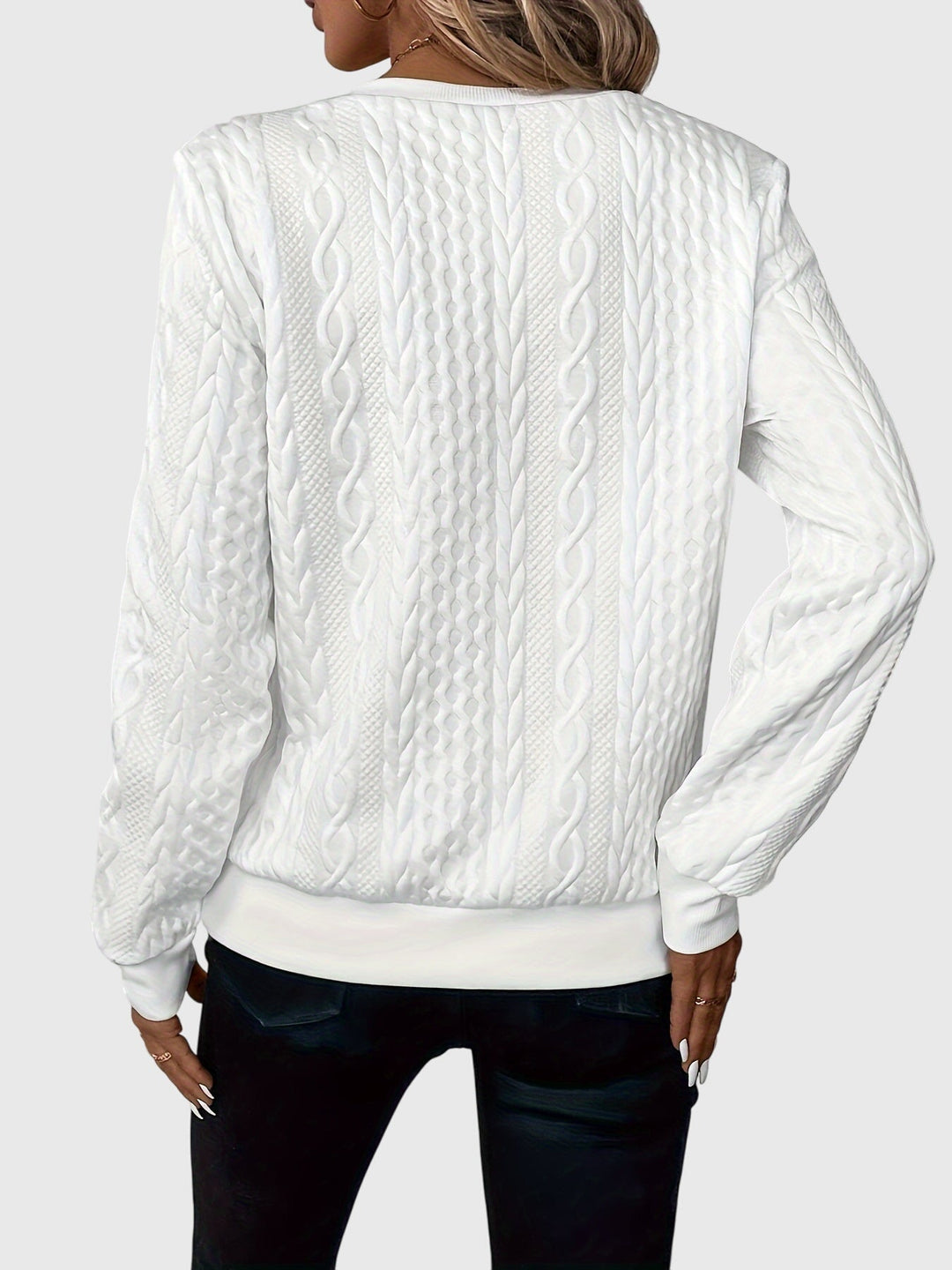 Leslie | Cable Knit Quarter Zip Sweater Pullover