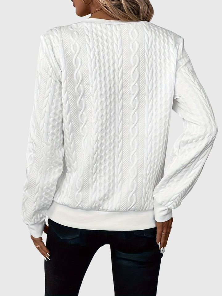 Leslie | Cable Knit Quarter Zip Sweater Pullover