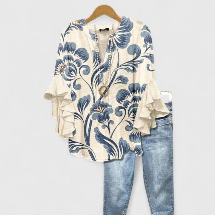 Ava | Floral Print Ruffled Blouse