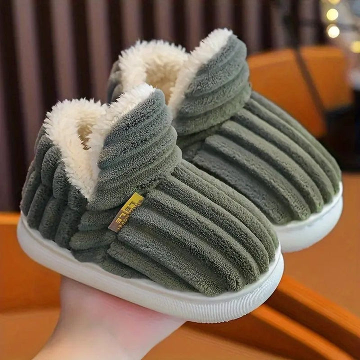 Amberly | Corduroy Faux Fur Slippers with Plush Lining