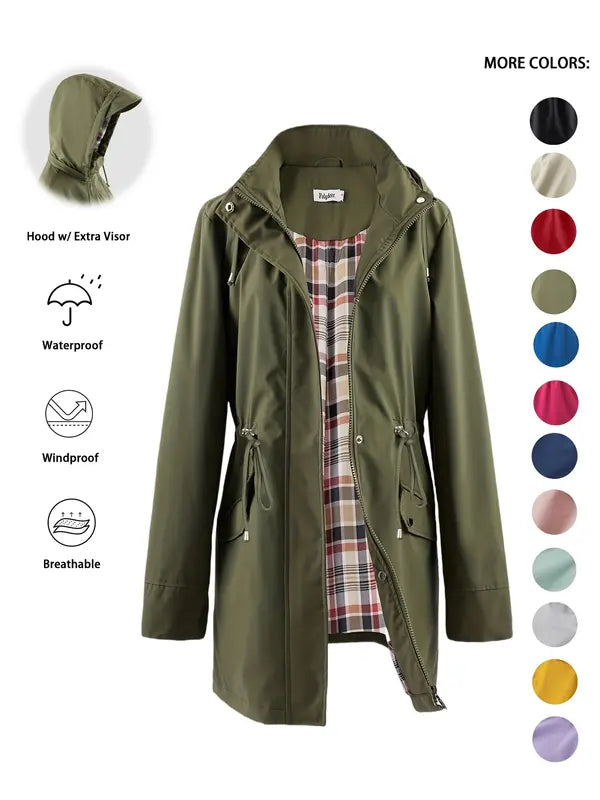 Haven | Hooded Waterproof Rain Jacket with Drawstring Waist