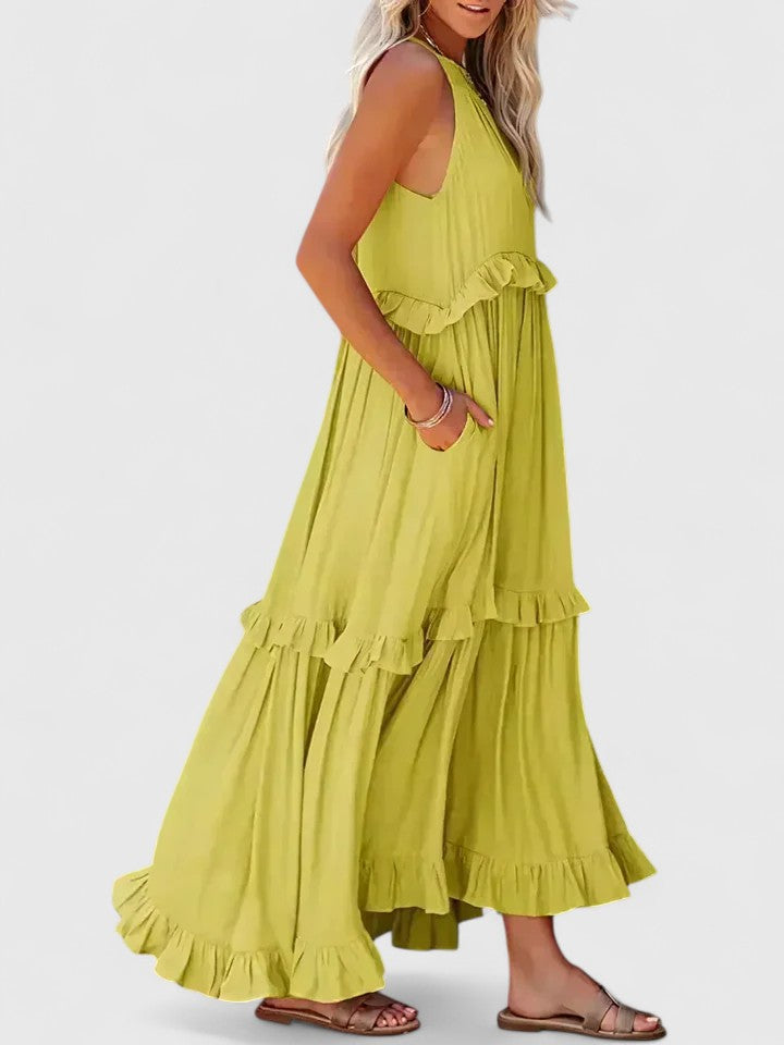 Lyric | Sleeveless Tiered Ruffle Maxi Dress