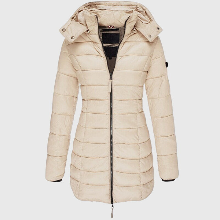 Zeta | Hooded Long Puffer Jacket with Zip