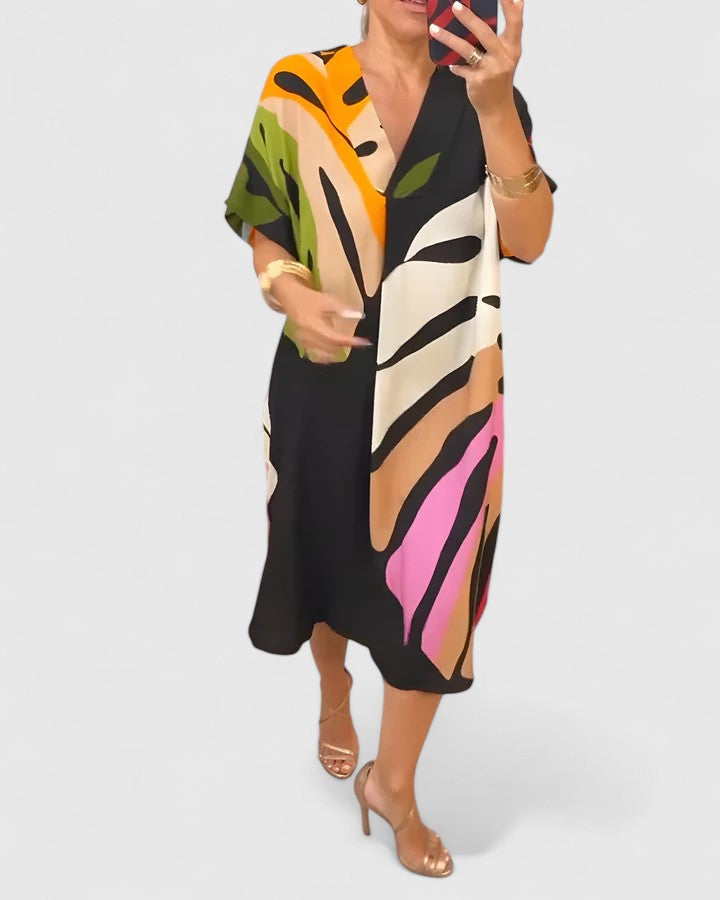 Trudy | Leaf Print Comfort Dress